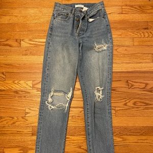 anine bing straight legged jeans with rips